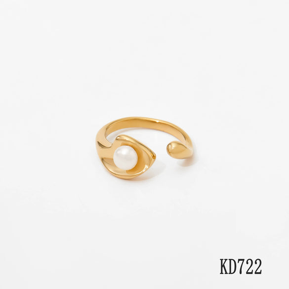 Wholesale Women's Geometric Stainless Steel Ring With Pvd Furnace Vacuum Real Gold Plating Light Luxury Minimalist Style