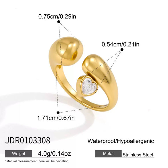 Wholesale Women's Geometric Stainless Steel Ring With Pvd Furnace Vacuum Real Gold Plating