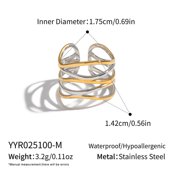 Wholesale Women's Geometric Stainless Steel Ring With Pvd Furnace Vacuum Real Gold Plating