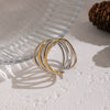 Wholesale Women's Geometric Stainless Steel Ring With Pvd Furnace Vacuum Real Gold Plating