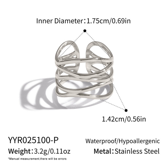 Wholesale Women's Geometric Stainless Steel Ring With Pvd Furnace Vacuum Real Gold Plating
