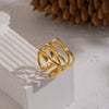 Wholesale Women's Geometric Stainless Steel Ring With Pvd Furnace Vacuum Real Gold Plating