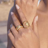 Wholesale Women's Geometric Stainless Steel Ring With Vacuum Real Gold Plating Accessories