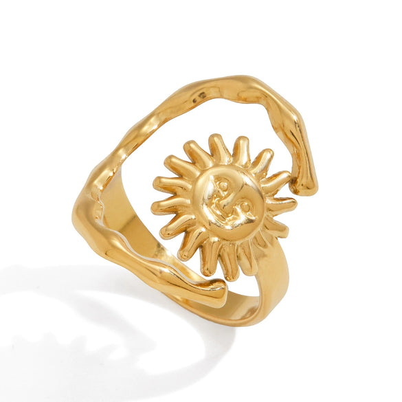 Wholesale Women's Geometric Stainless Steel Ring With Vacuum Real Gold Plating Accessories