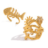 Wholesale Women's Geometric Stainless Steel Ring With Vacuum Real Gold Plating In Pvd Furnace And Niche Design