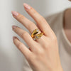Wholesale Women's Geometric Stainless Steel Ring With Vacuum Real Gold Plating In Pvd Furnace