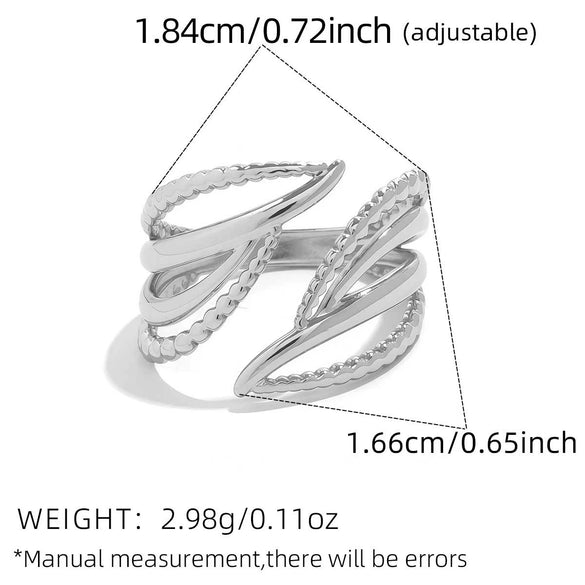 Wholesale Women's Geometric Stainless Steel Rings With Pvd Furnace Vacuum Real Gold Plating