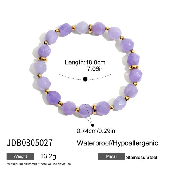 Wholesale Women's Geometric Stainless Steel Rose Quartz Freshwater Pearl Electroplated Bracelet Jewelry