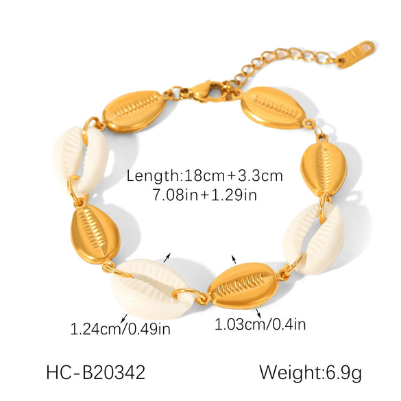 Wholesale Women's Geometric Stainless Steel Shell Electroplated Splicing Chain Necklace And Bracelet Minimalist Jewelry