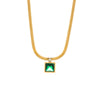 Wholesale Women's Geometric Stainless Steel Snake Bone Chain Necklace With Coloured Glaze Pendant 18K Gold Electroplated