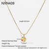 Wholesale Women's Geometric Stainless Steel Snake Bone Chain Necklace With Pvd Furnace Vacuum Real Gold Plating And Colorful Enamel Palette Pendant