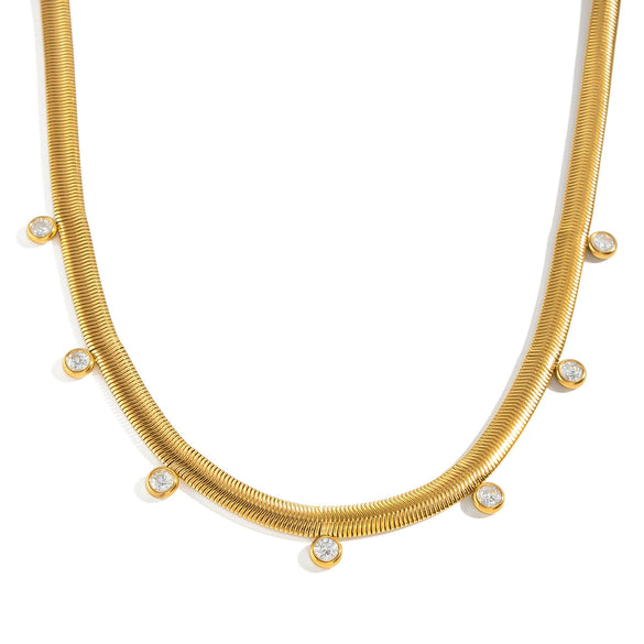 Wholesale Women's Geometric Stainless Steel Snake Bone Chain Necklace With Pvd Furnace Vacuum Real Gold Plating