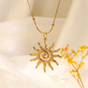 Wholesale Women's Geometric Stainless Steel Stamped Sun Turbine Necklace Light Luxury Minimalist Jewelry