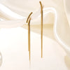 Wholesale Women's Geometric Stainless Steel Tassel Gold Plated Earrings Old Money Style Jewelry