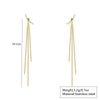 Wholesale Women's Geometric Stainless Steel Tassel Gold Plated Earrings Old Money Style Jewelry