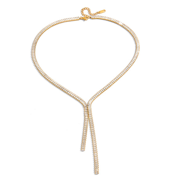 Wholesale Women's Geometric Stainless Steel Tassel Necklace With Vacuum Real Gold Plating In Pvd Furnace