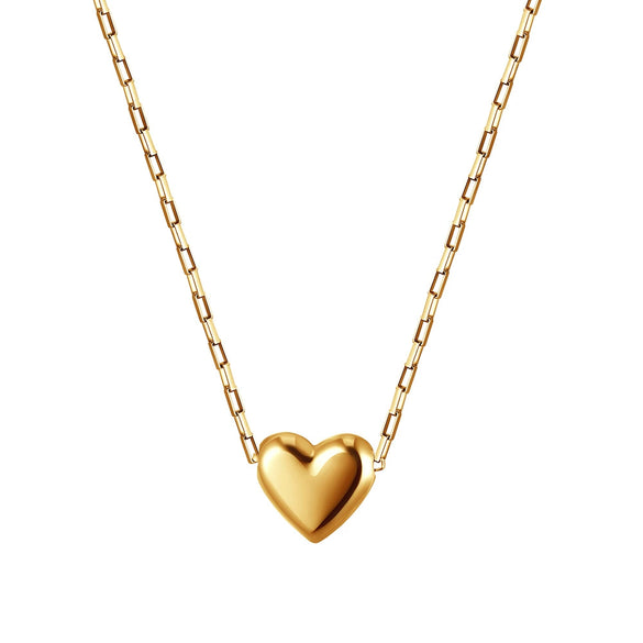Wholesale Women's Geometric Stainless Steel Threedimensional Heart Electroplated Calendering Chain Necklace