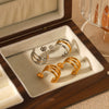 Wholesale Women's Geometric Stainless Steel Threelayer Line Electroplated Earrings