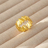 Wholesale Women's Geometric Stainless Steel Titanium Steel Ring With Geometric Plants And Flowers Pattern 18K Gold Electroplated Ins Style