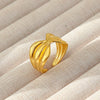 Wholesale Women's Geometric Stainless Steel Titanium Steel Ring With Geometric Plants And Flowers Pattern 18K Gold Electroplated Ins Style