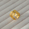 Wholesale Women's Geometric Stainless Steel Titanium Steel Ring With Geometric Plants And Flowers Pattern 18K Gold Electroplated Ins Style