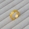 Wholesale Women's Geometric Stainless Steel Titanium Steel Ring With Geometric Plants And Flowers Pattern 18K Gold Electroplated Ins Style