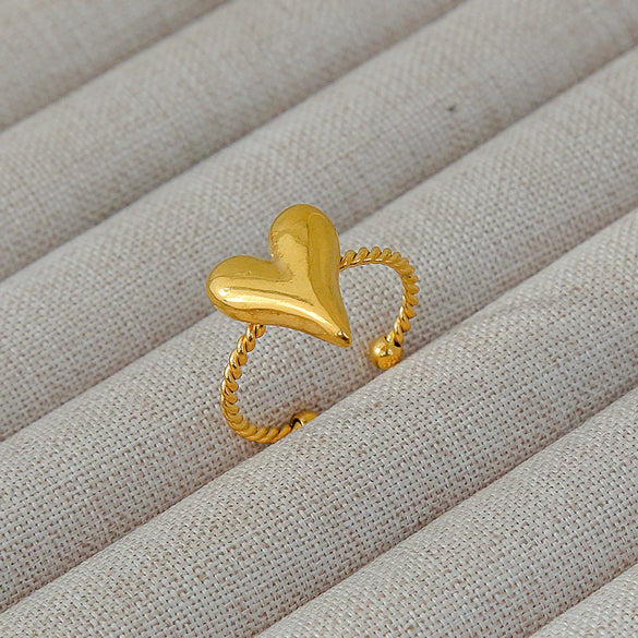 Wholesale Women's Geometric Stainless Steel Titanium Steel Ring With Geometric Plants And Flowers Pattern 18K Gold Electroplated Ins Style