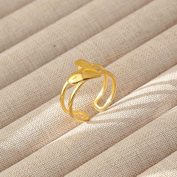 Wholesale Women's Geometric Stainless Steel Titanium Steel Ring With Geometric Plants And Flowers Pattern 18K Gold Electroplated Ins Style