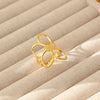 Wholesale Women's Geometric Stainless Steel Titanium Steel Ring With Geometric Plants And Flowers Pattern 18K Gold Electroplated Ins Style