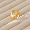 Wholesale Women's Geometric Stainless Steel Titanium Steel Ring With Geometric Plants And Flowers Pattern 18K Gold Electroplated Ins Style