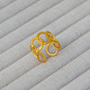 Wholesale Women's Geometric Stainless Steel Titanium Steel Ring With Geometric Plants And Flowers Pattern 18K Gold Electroplated Ins Style