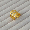 Wholesale Women's Geometric Stainless Steel Titanium Steel Ring With Geometric Plants And Flowers Pattern 18K Gold Electroplated Ins Style