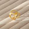 Wholesale Women's Geometric Stainless Steel Titanium Steel Ring With Geometric Plants And Flowers Pattern 18K Gold Electroplated Ins Style