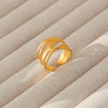 Wholesale Women's Geometric Stainless Steel Titanium Steel Ring With Geometric Plants And Flowers Pattern 18K Gold Electroplated Ins Style