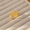 Wholesale Women's Geometric Stainless Steel Titanium Steel Ring With Geometric Plants And Flowers Pattern 18K Gold Electroplated Ins Style