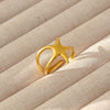Wholesale Women's Geometric Stainless Steel Titanium Steel Ring With Geometric Plants And Flowers Pattern 18K Gold Electroplated Ins Style