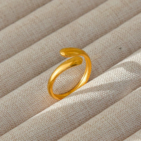 Wholesale Women's Geometric Stainless Steel Titanium Steel Ring With Geometric Plants And Flowers Pattern 18K Gold Electroplated Ins Style