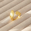 Wholesale Women's Geometric Stainless Steel Titanium Steel Ring With Geometric Plants And Flowers Pattern 18K Gold Electroplated Ins Style