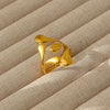 Wholesale Women's Geometric Stainless Steel Titanium Steel Ring With Geometric Plants And Flowers Pattern 18K Gold Electroplated Ins Style
