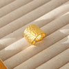 Wholesale Women's Geometric Stainless Steel Titanium Steel Ring With Geometric Plants And Flowers Pattern 18K Gold Electroplated Ins Style