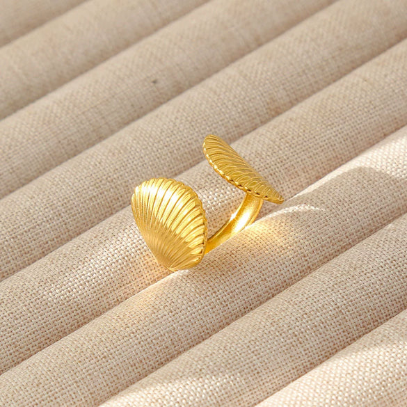 Wholesale Women's Geometric Stainless Steel Titanium Steel Ring With Geometric Plants And Flowers Pattern 18K Gold Electroplated Ins Style