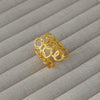 Wholesale Women's Geometric Stainless Steel Titanium Steel Ring With Geometric Plants And Flowers Pattern 18K Gold Electroplated Ins Style