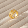 Wholesale Women's Geometric Stainless Steel Titanium Steel Ring With Geometric Plants And Flowers Pattern 18K Gold Electroplated Ins Style
