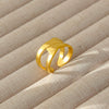 Wholesale Women's Geometric Stainless Steel Titanium Steel Ring With Geometric Plants And Flowers Pattern 18K Gold Electroplated Ins Style