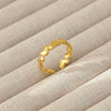 Wholesale Women's Geometric Stainless Steel Titanium Steel Ring With Geometric Plants And Flowers Pattern 18K Gold Electroplated Ins Style