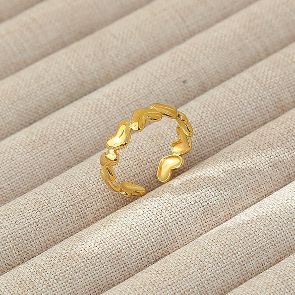 Wholesale Women's Geometric Stainless Steel Titanium Steel Ring With Geometric Plants And Flowers Pattern 18K Gold Electroplated Ins Style