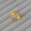 Wholesale Women's Geometric Stainless Steel Titanium Steel Ring With Geometric Plants And Flowers Pattern 18K Gold Electroplated Ins Style