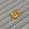 Wholesale Women's Geometric Stainless Steel Titanium Steel Ring With Geometric Plants And Flowers Pattern 18K Gold Electroplated Ins Style