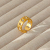 Wholesale Women's Geometric Stainless Steel Titanium Steel Ring With Geometric Plants And Flowers Pattern 18K Gold Electroplated Ins Style