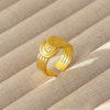Wholesale Women's Geometric Stainless Steel Titanium Steel Ring With Geometric Plants And Flowers Pattern 18K Gold Electroplated Ins Style